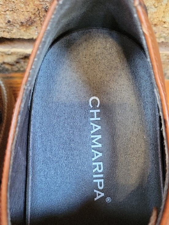 CHAMARIPA Wingtip Oxford Elevator Dress Shoes Brown Leather Brogue 265 8/8.5